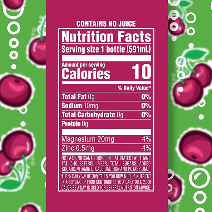 Splash Fizz, Black Cherry Flavored Sparkling Water, Zero Sugar, with Electrolytes, 20 Fl Oz, 12 Pack