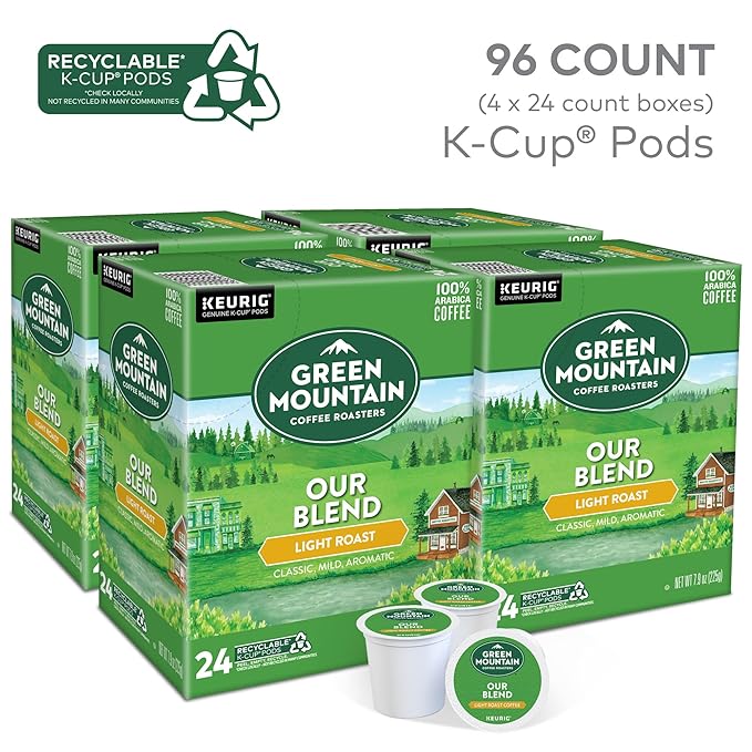 Green Mountain Coffee Roasters Our Blend Keurig Single-Serve K-Cup Pods, Light Roast Coffee, 96 Count (4 Packs of 24)