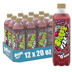 Splash Fizz, Black Cherry Flavored Sparkling Water, Zero Sugar, with Electrolytes, 20 Fl Oz, 12 Pack