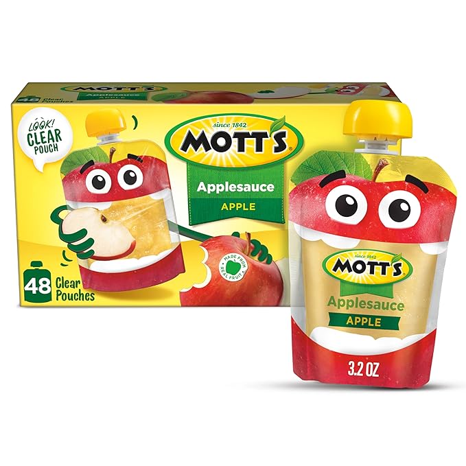 Mott's Applesauce, 3.2 Oz Clear Pouches, 24 Count (6 Packs Of 4), No Artificial Flavors, Good Source Of Vitamin C, Nutritious Option For The Whole Family