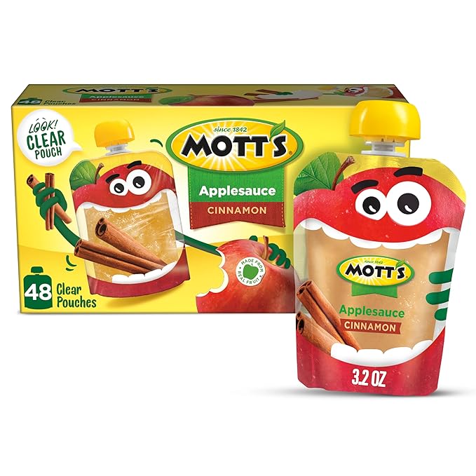 Mott's Applesauce, 3.2 Oz Clear Pouches, 24 Count (6 Packs Of 4), No Artificial Flavors, Good Source Of Vitamin C, Nutritious Option For The Whole Family