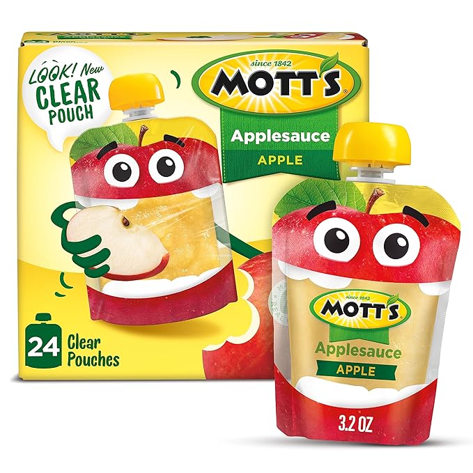 Mott's Applesauce, 3.2 Oz Clear Pouches, 24 Count (6 Packs Of 4), No Artificial Flavors, Good Source Of Vitamin C, Nutritious Option For The Whole Family