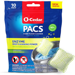 O-Cedar PACS Hard Floor Cleaner, Crisp Citrus Scent 10 Count (1-Pack)